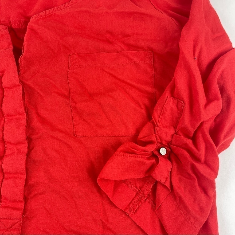 A Pea In The Pod Maternity Tshirt Womens Medium Red Scrunch Sleeve - Picture 6 of 7